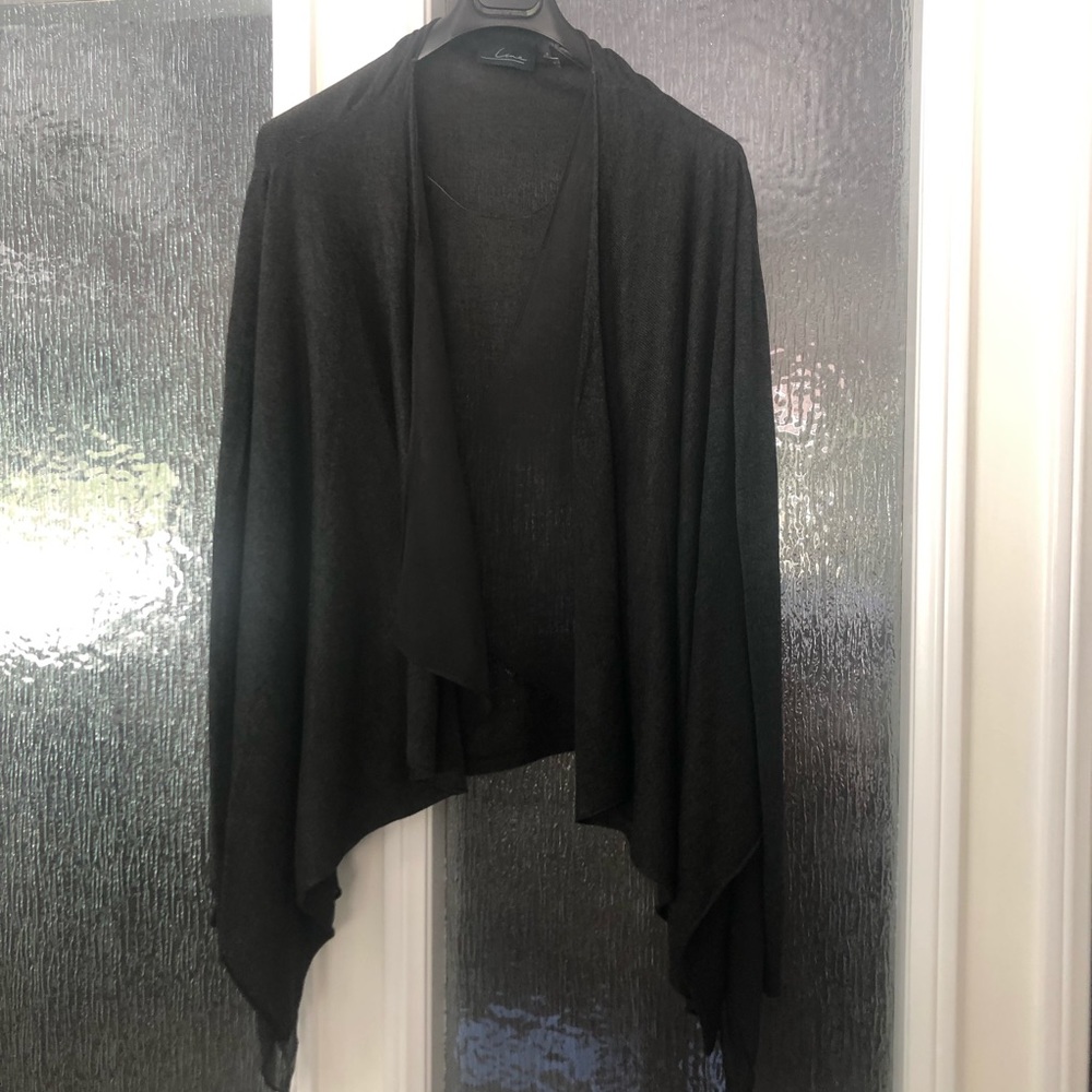 Women’s Long Sleeves Open Front Knitting Cardigan.  Dark Heather Grey